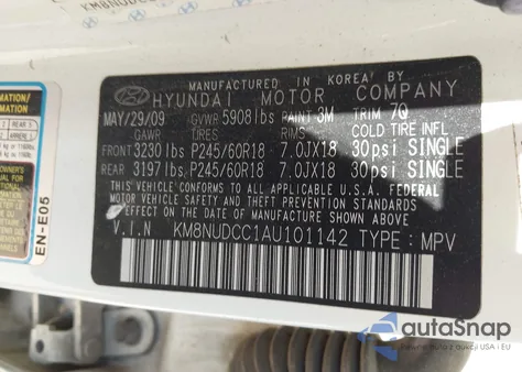 2010 Hyundai Veracruz Limited from USA, damaged, VIN KM8NUDCC1AU101142